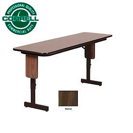 Folding Seminar Table - Adjustable Height - 18"x 60" Walnut