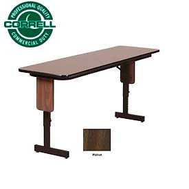 Folding Seminar Table - Adjustable Height - 18"x 72" Walnut