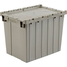 Plastic Attached Lid Shipping & Storage Container 21-7/8x15-1/4x17-1/4 Gray