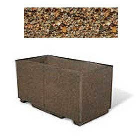 Concrete Outdoor Planter w/Forklift Knockouts, 48"Lx24"Wx24"H Rectangle Tan River Rock
