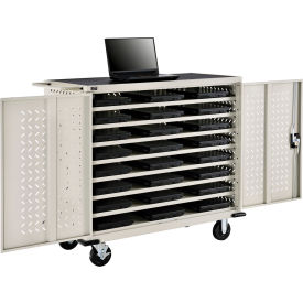 Mobile Charging Cart for 24 Chromebooks & Tablets, Putty, Unassembled