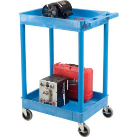 Blue 2 Shelf Tray Shelf Plastic Cart 24 x 18