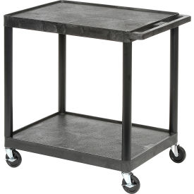 Plastic Utility Cart w/2 Shelves, 200 lb. Capacity, 24"L x 18"W x 33-1/2"H, Black