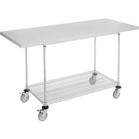 Chrome Wire Mobile Workbench, 72 x 30", Laminate Square Edge