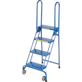 4 Step Lock-N-Stock Folding Rolling Ladder, 350 Lb. Capacity
