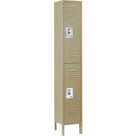 Infinity 2-Tier 2 Door Locker, 12"W x 15"D x 78"H, Tan, Unassembled