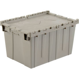 Plastic Attached Lid Shipping & Storage Tote, 21-7/8"x15-1/4"x12-7/8", Gray