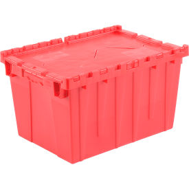 Plastic Attached Lid Shipping & Storage Tote, 21-7/8"x15-1/4"x12-7/8", Red