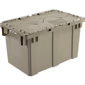 Plastic Attached Lid Shipping & Storage Container 22-3/8"Lx13"Wx13"H, Gray