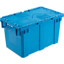 Plastic Attached Lid Shipping & Storage Container 22-3/8"Lx13"Wx13"H, Blue