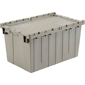 Plastic Attached Lid Shipping & Storage Container 25-1/4x16-1/4x13-3/4 Gray