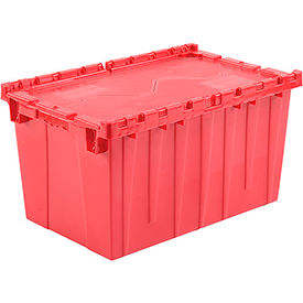 Plastic Attached Lid Shipping & Storage Container 25-1/4x16-1/4x13-3/4 Red