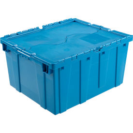 Plastic Attached Lid Shipping & Storage Container 23-3/4x19-1/4x12-1/2 Blue