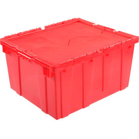 Plastic Attached Lid Shipping & Storage Container 23-3/4x19-1/4x12-1/2 Red