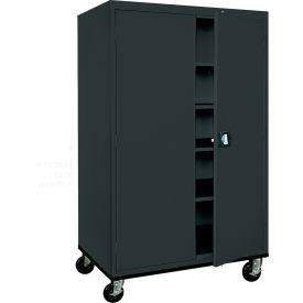 Heavy Duty Mobile Storage Cabinet, 22 Gauge, 46"W x 24"D x 78"H, Black