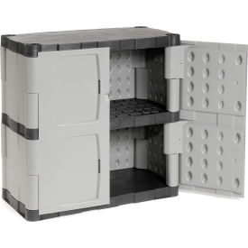 Plastic Counter Height Storage Cabinet, 36"W x 18"D x 37"H, Unassembled, Gray