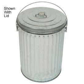 Outdoor Galvanized Steel Corrosion Resistant Trash Can, 10 Gallon, Silver