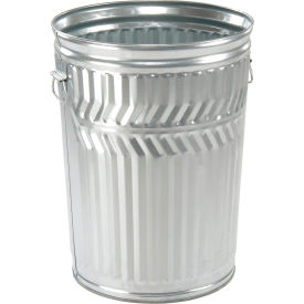 Outdoor Galvanized Steel Corrosion Resistant Trash Can, 20 Gallon, Silver