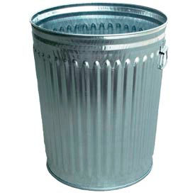 Outdoor Galvanized Steel Corrosion Resistant Trash Can, 24 Gallon, Silver