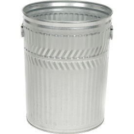 Heavy Duty Outdoor Galvanized Steel Corrosion Resistant Trash Can, 32 Gal, Silver