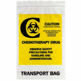 Reclosable Chemotherapy Drug Transport Bags, 12"W x 15"L, 4 Mil, Clear, 500/Pack