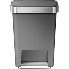 Rectangular Plastic Step Can - 12 Gallon Gray