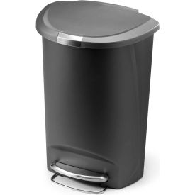 Semi Round Plastic Step Can - 13 Gallon Gray