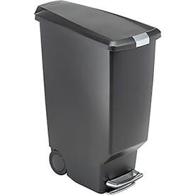 Slim Plastic Step Can - 10-1/2 Gallon Black