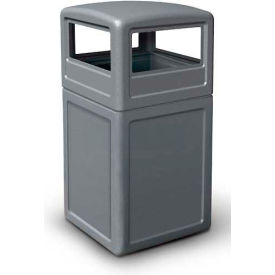Square Waste Container with Dome Lid, Gray, 42-Gallon