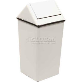 Steel Square Swing Top Trash Can, 13 Gallon, White