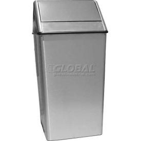 Stainless Steel Square Swing Top Trash Can, 21 Gallon