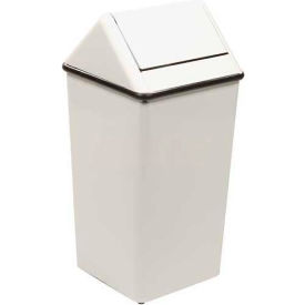 Steel Square Swing Top Trash Can, 21 Gallon, White