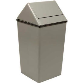 Steel Square Swing Top Trash Can, 36 Gallon, Gray