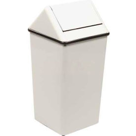 Steel Square Swing Top Trash Can, 36 Gallon, White