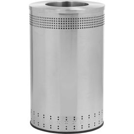 Stainless Steel Round Open Top Imprinted Trash Can, 45 Gallon