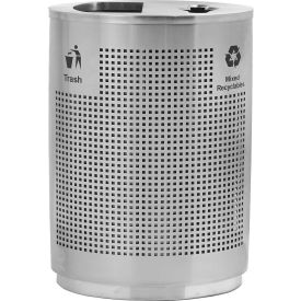 Stainless Steel Oval Open Top Trash & Recycing Can, 40 Gallon