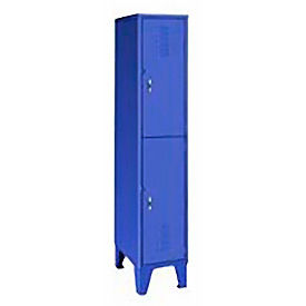 2-Tier 2 Door Locker, 18"W x 18"D x 72"H, Blue, All-Welded