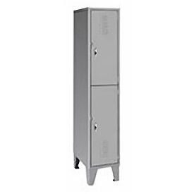 2-Tier 2 Door Locker, 18"W x 18"D x 72"H, Gray, All-Welded