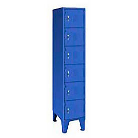 6-Tier 6 Door Locker, 18"W x 18"D x 72"H, Blue, All-Welded