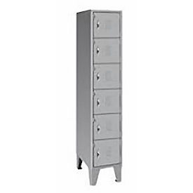 6-Tier 6 Door Locker, 18"W x 18"D x 72"H, Gray, All-Welded
