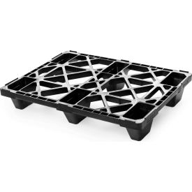 Nestable Half Size Open Deck Pallet, Plastic, 4-Way, 31-1/2"x23-1/2", 5500 Lb Dynamic Cap, Black