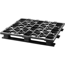 Rackable Automotive Open Deck Pallet, Plastic, 4-Way Entry, 48"x45", 7500 Lb Static Cap, Black