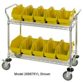 Chrome Wire Mobile Cart With 15 QuickPick Double Open Bins Yellow 36"x18"x38"