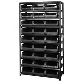 Steel Shelving With 27 Giant Hopper Bins Black, 18x42x75