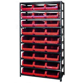 Steel Shelving With 27 Magnum Giant Hopper Bins Red, 18x42x75