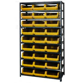 Steel Shelving With 27 Magnum Giant Hopper Bins Yellow, 18x42x75