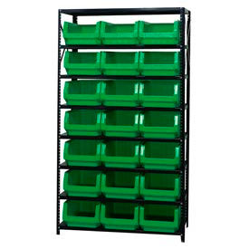 MSU-532 Steel Shelving With 21 Magnum Giant Hopper Bins Green, 18x42x75
