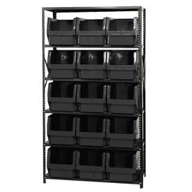 Steel Shelving With 15 Magnum Giant Hopper Bins Black, 18x42x75