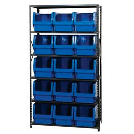 Steel Shelving With 15 Magnum Giant Hopper Bins Blue, 18x42x75