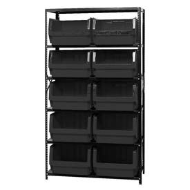 Steel Shelving With 10 Magnum Giant Hopper Bins Black, 18x42x75